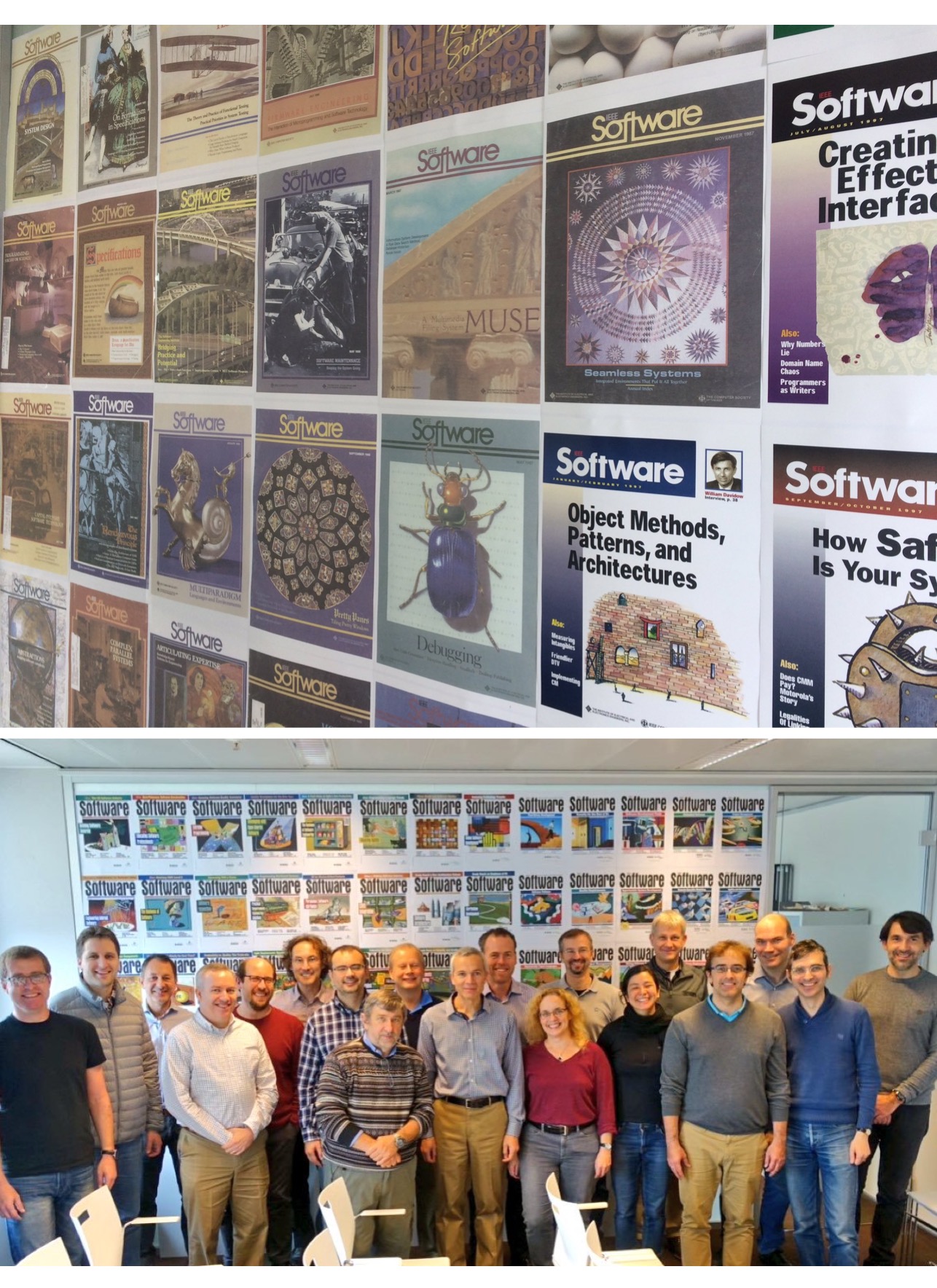 Figure 1. IEEE Software front covers displayed at the 2016 editorial-board meeting.